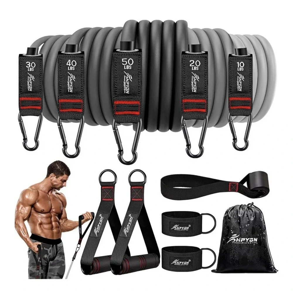 Hygn‎ Resistance Bands Exercise Bands With Handles Fitness Bands Workout
